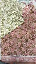 Unstitched Cotton Suit Piece 3 piece set with Hand block print Suitable for summers