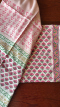 Unstitched Cotton Suit Piece 3 piece set with Hand block print