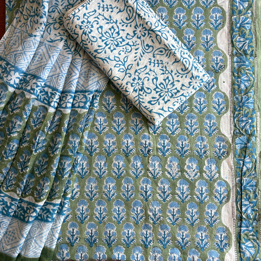 Unstitched Cotton Suit piece with dupatta 3 piece set - Airy Affair