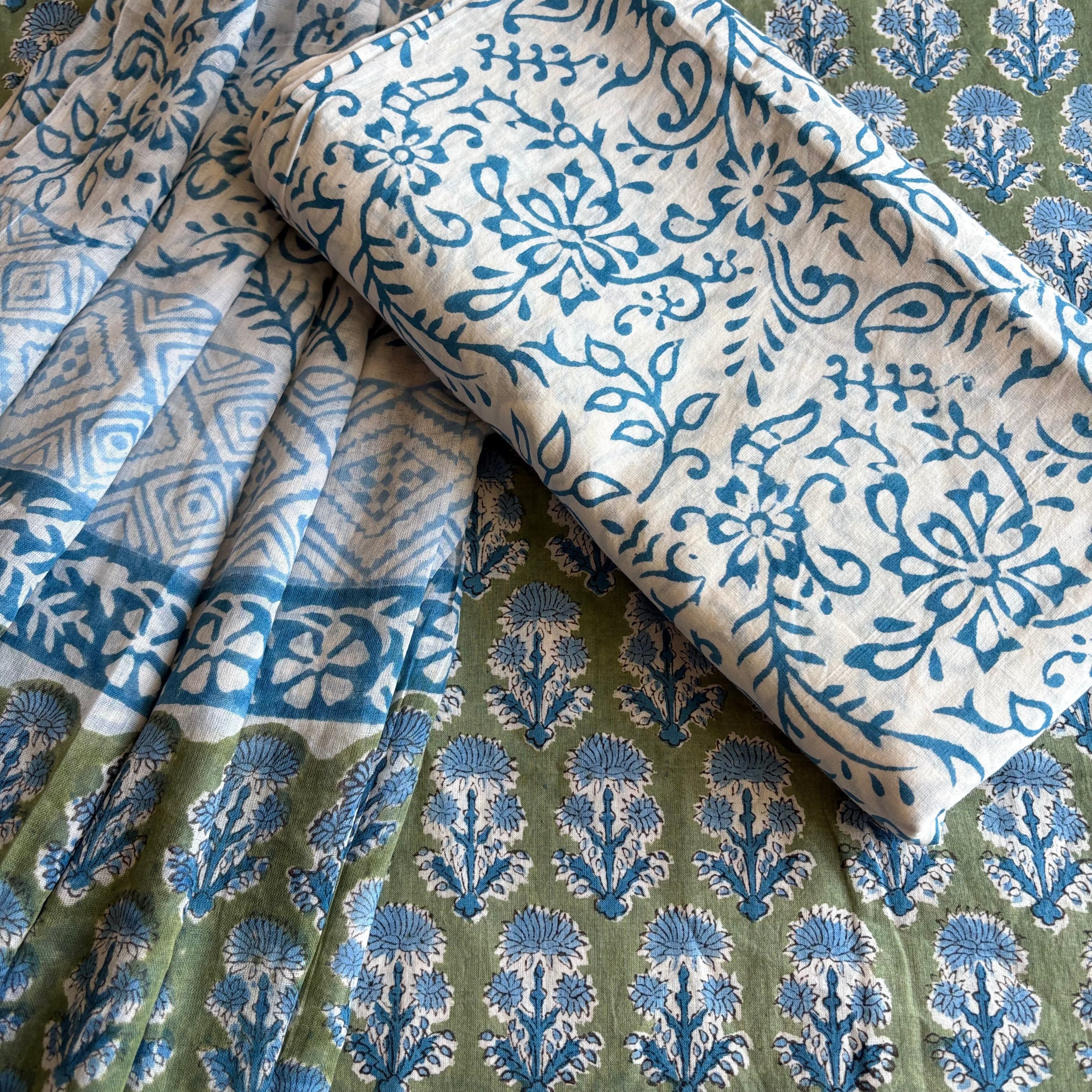 Unstitched Cotton Suit piece with dupatta 3 piece set - Airy Affair