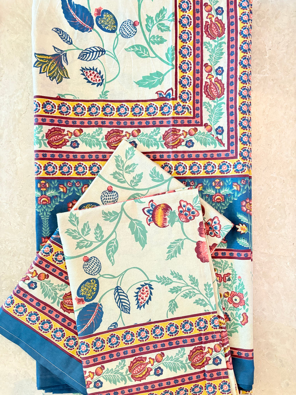 Red Big cotton flower design Screen print bedsheet