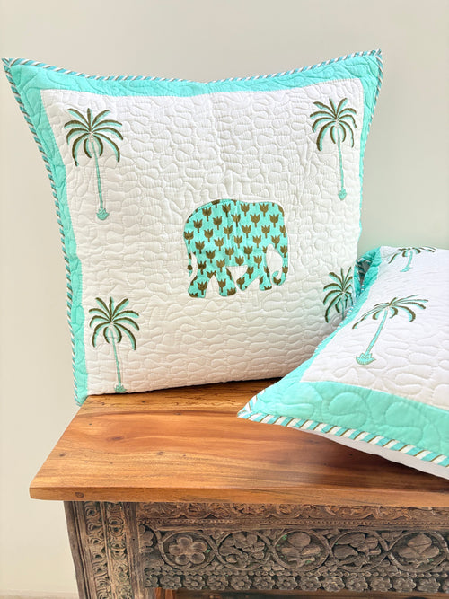 24*24 Cushion Cover Green Elephant
