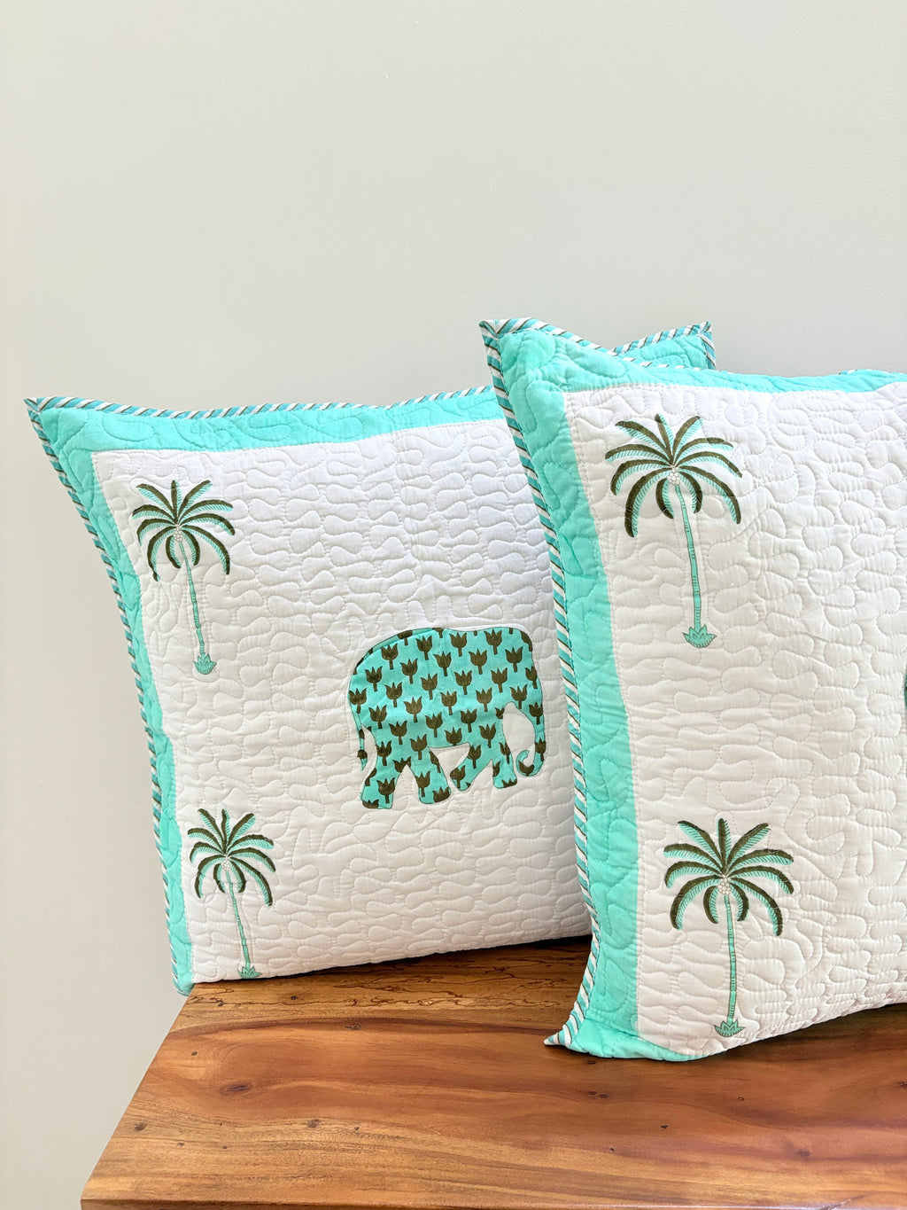 24*24 Cushion Cover Green Elephant