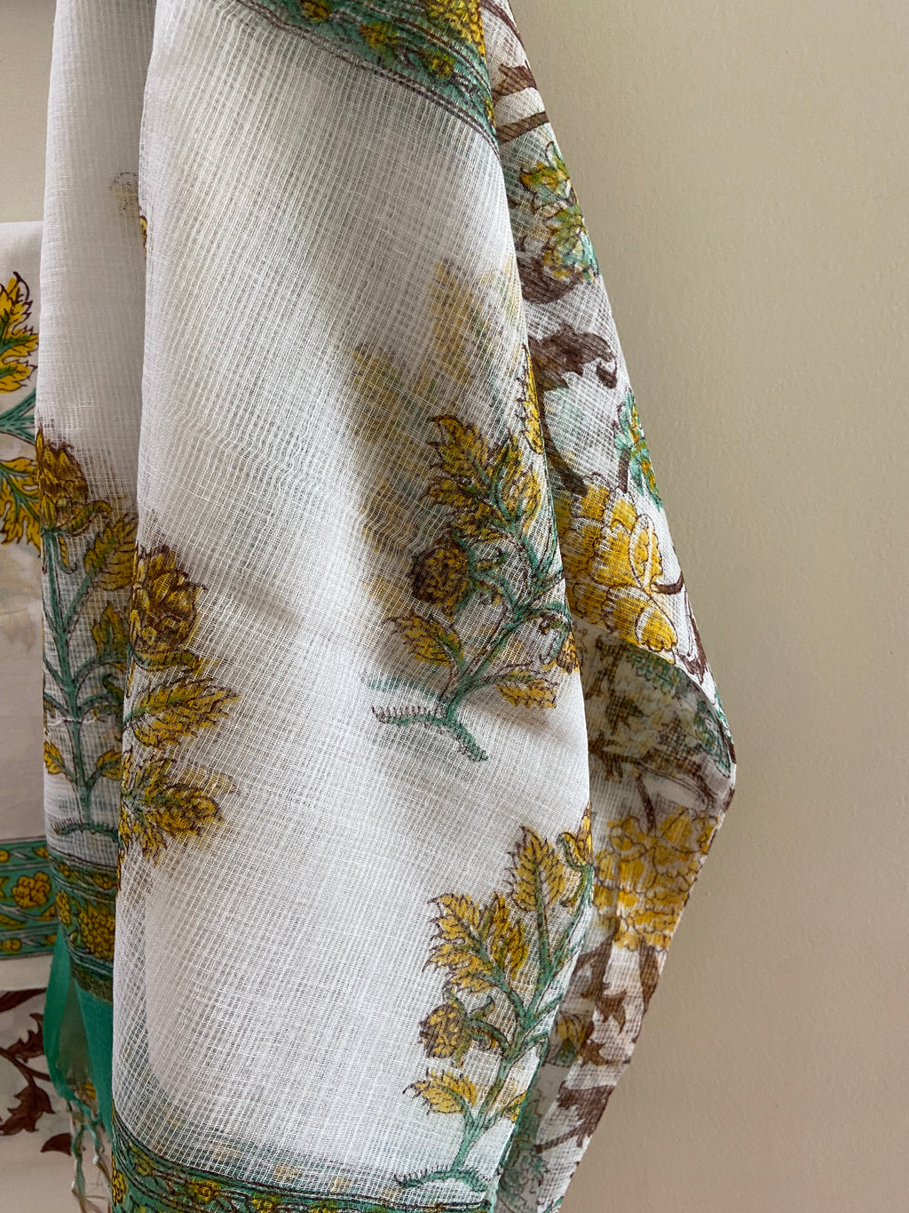 Unstitched Cotton Suit piece with Kota Doriya dupatta 3 piece set- Imprints Touch