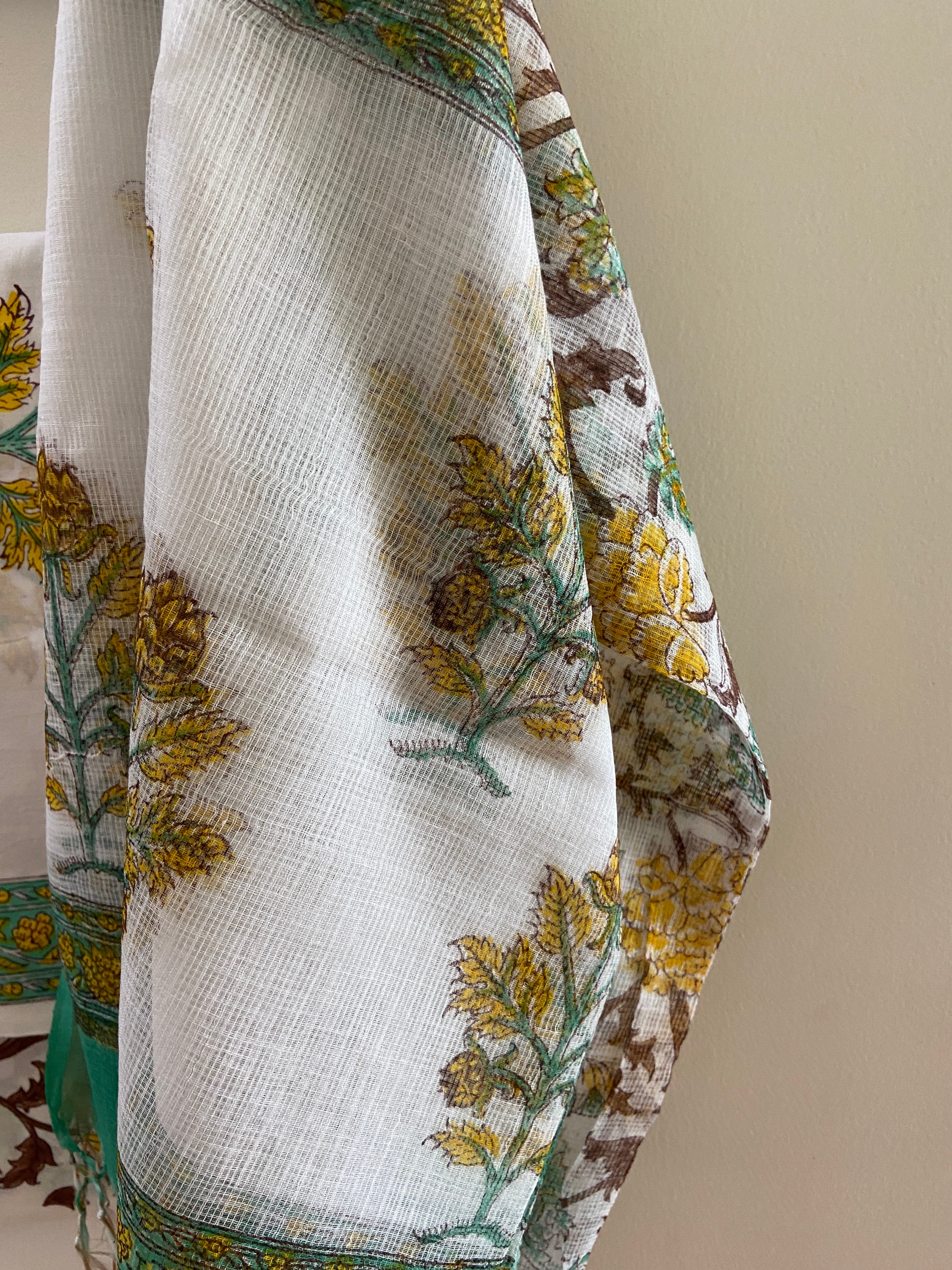 Unstitched Cotton Suit piece with Kota Doriya dupatta 3 piece set- Imprints Touch