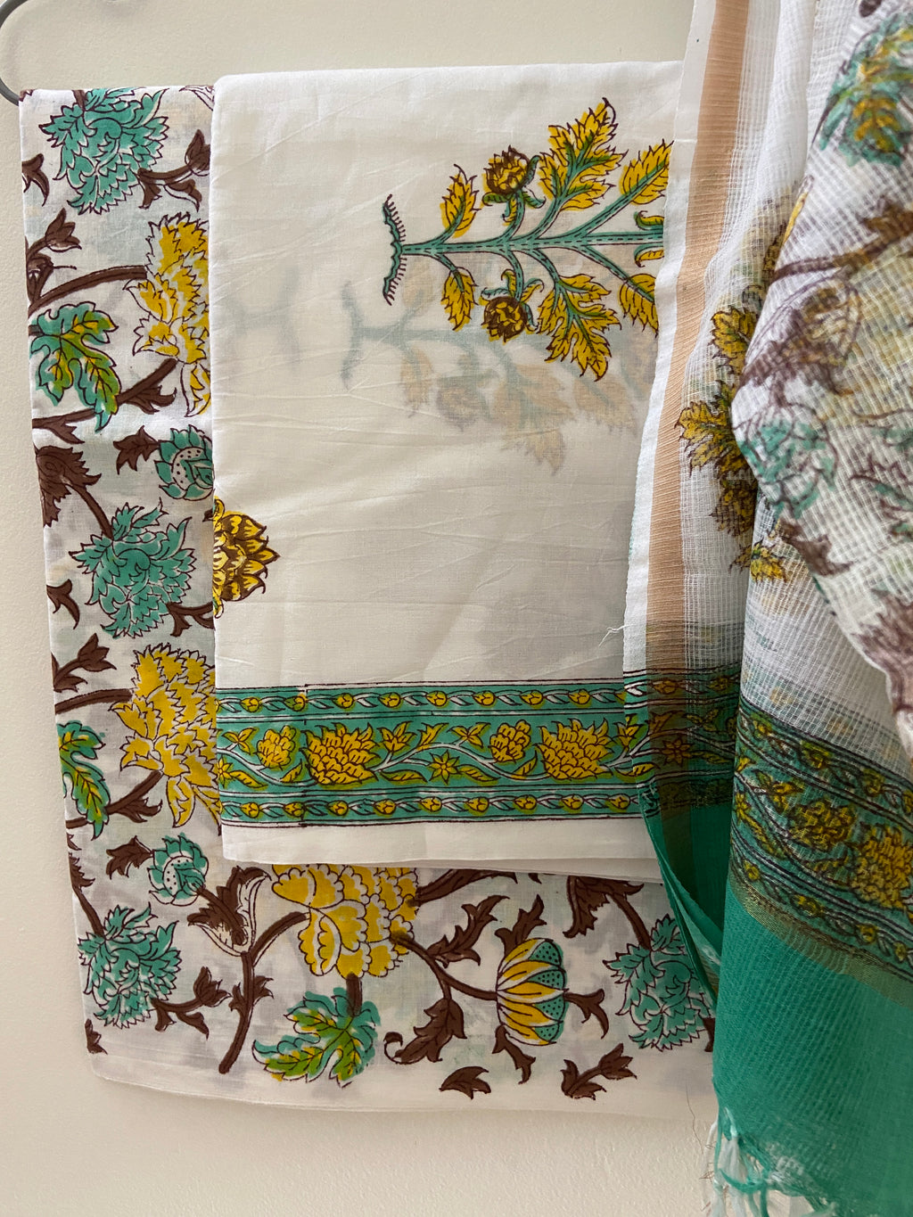 Unstitched Cotton Suit piece with Kota Doriya dupatta 3 piece set- Imprints Touch