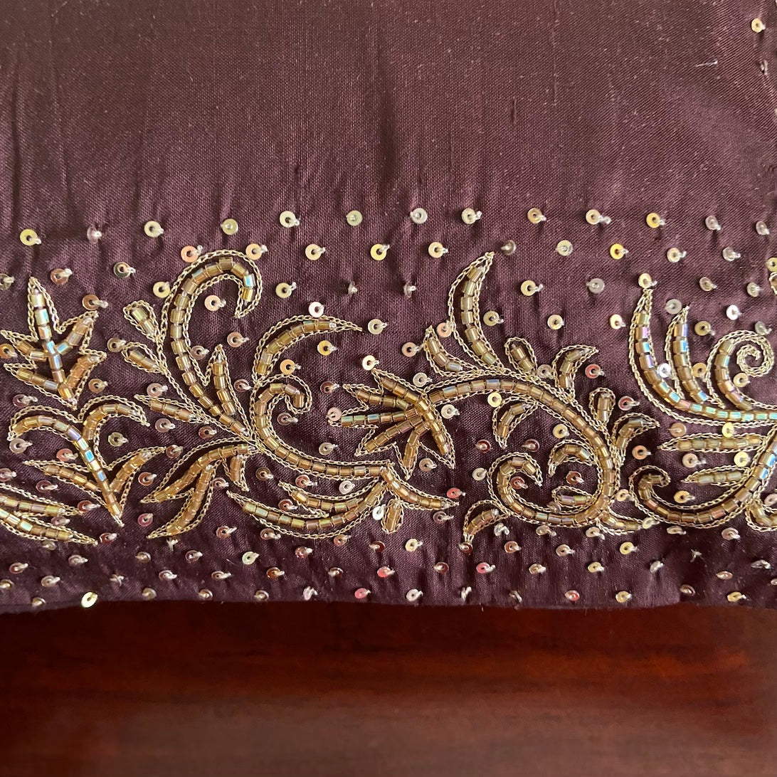 Cushion Cover - Zardosi border Brown